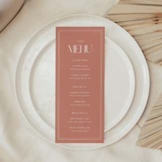 Menu Tipografia Moderna Minimalista Casamento Rosa Empo