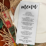 Menu Tipografia moderna minimalista de escrita manual<br><div class="desc">A distinção deste conjunto deve-se à fonte moderna de escrita manual usada para frases de sotaque. Nesta peça específica, esta fonte casual foi usada para criar um gráfico que simplesmente lê "menu" no topo. (Uma versão que capitaliza "Menu" também está disponível.) Use os campos modelo para adicionar seus detalhes pessoais....</div>