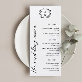 Menu Tipografia Monograma de Coroa de Louro Casamento