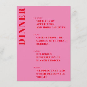 Menu Tipografia Negra Rosa Brilhante e Casamento Modern