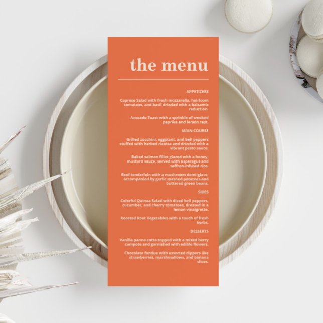 Menu Tipografia Negrita Moderna Casamento Laranja Azul- (Criador carregado)