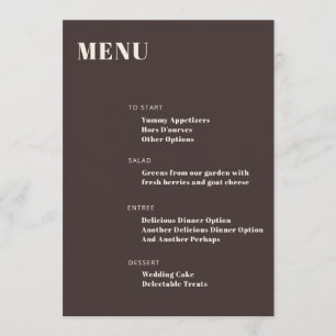 Menu Tipografia Negrita Personalizada Marrom Moderno Mi