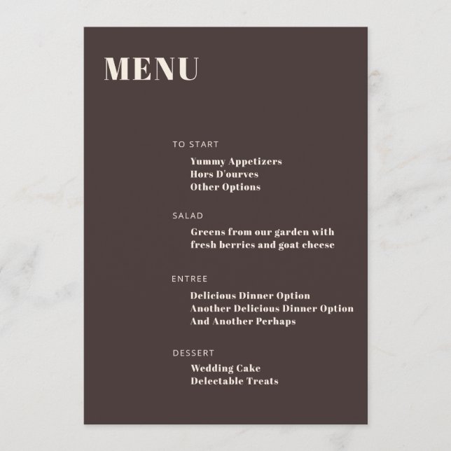 Menu Tipografia Negrita Personalizada Marrom Moderno Mi (Frente)