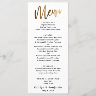 Menu Tipografia simples de escrita manual mínima Dourad