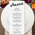 Menu Tipografia Simples de Letra Moderna Casual<br><div class="desc">A distinção deste conjunto deve-se à fonte moderna de escrita manual usada para frases de sotaque. Nesta peça específica, esta fonte casual foi usada para criar um gráfico que simplesmente lê "menu" no topo. Use os campos modelo para adicionar seus detalhes pessoais. O plano de fundo pode ser alterado para...</div>
