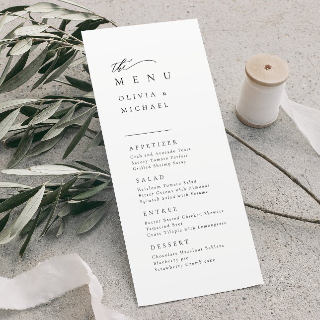 Menu Tipografia Simplesmente Elegante Casamento Moderno (Simply Elegant Typography Modern Wedding Menu)
