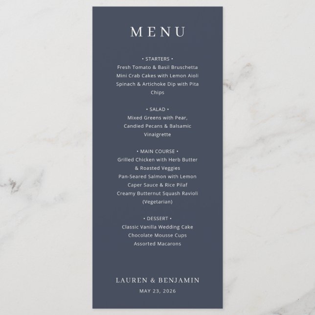 Menu Tipográfico Azul Elegante (Frente)