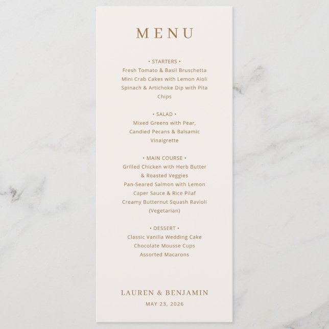 Menu Tipográfico Bege Elegante (Frente)