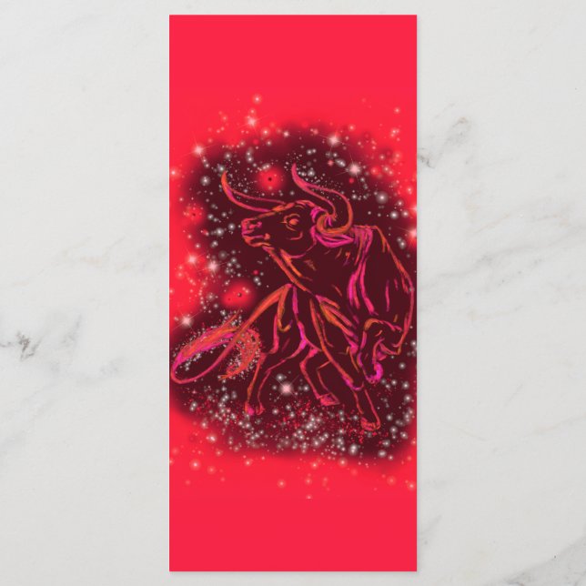 Menu Touro Néon Vermelho Magico Correndo - Noite Estrel (Verso)