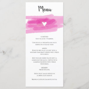 Menu Traços de Tinta Simples e Casamento de Coração