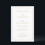 Menu Tradicional de Casamento de Eternos Dourados<br><div class="desc">Menu de casamento elegante com um design simples e clássico.</div>