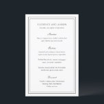 Menu Tradicional de Casamento de Eternos Preto e B<br><div class="desc">Menu de casamento elegante com um design simples e clássico.</div>