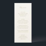 Menu Tradicional Ivory e Dourado Casamento Elegante<br><div class="desc">Menu de casamento clássico com um simples design com seu monograma e o título em uma caligrafia elegante.</div>