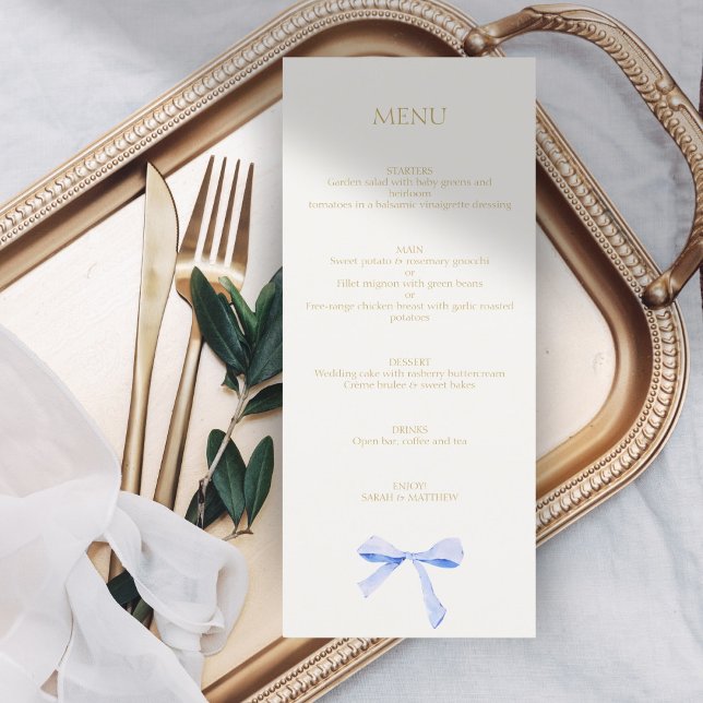 Menu Trendy Blue Ribbon Weding (Criador carregado)