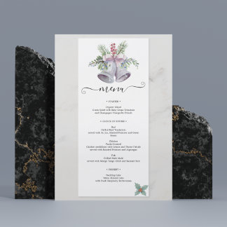 Menu Trendy Christmas Bell Party Elegant Holidays