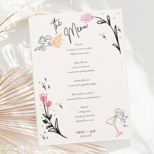 Menu Trendy Hand Desenhou Casamento de Grãozinho