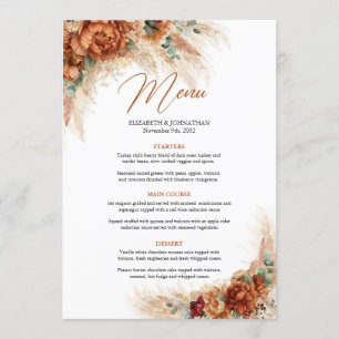 Menu Trendy terracotta floral pampas eucalipto