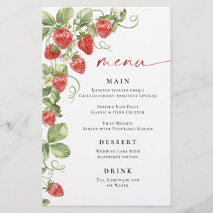 Menu Trendy Watercolor Strawberry Chá de panela