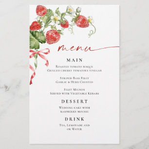 Menu Trendy Watercolor Strawberry Chá de panela