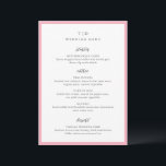 Menu Trisha Pink Modern Wedding<br><div class="desc">Menus modernos de casamento com um design limpo com fontes serif e script.</div>