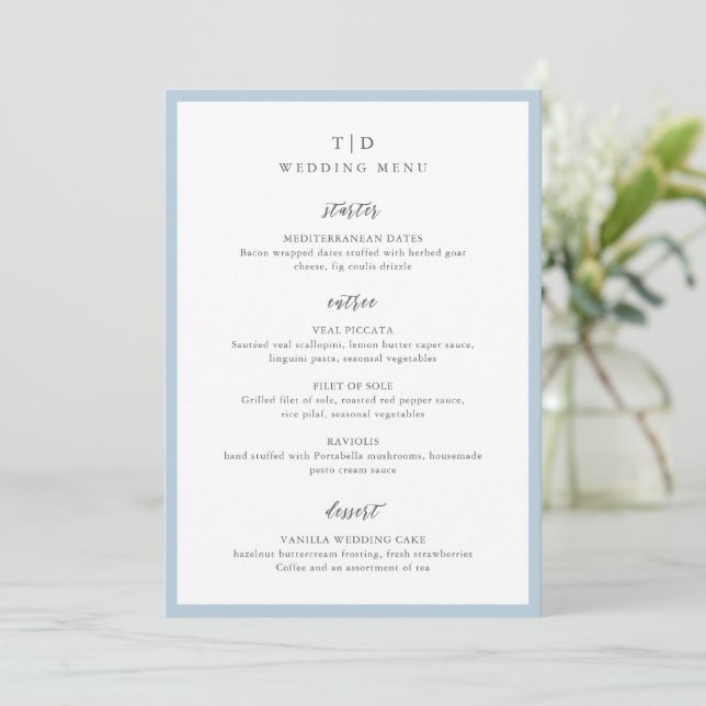 Menu Trisha Powder Blue Modern Weding (Em pé/Frente)