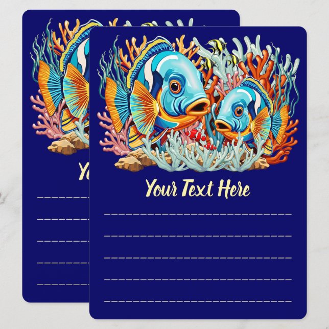 Menu Tropical Fish Colorful Summer Vibes (Frente/Verso)