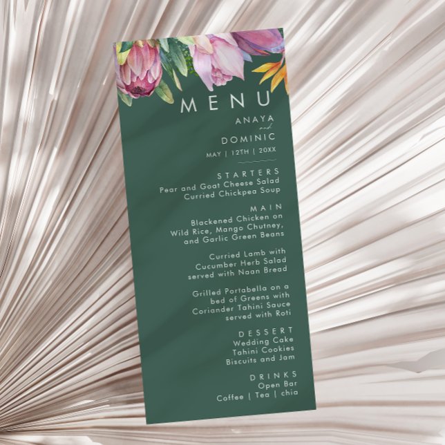 Menu Tropical Floral Colorida | Janto Casamento Verde (Criador carregado)