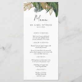 Menu Tropical Greenery Botanical Summer Boho Wedding