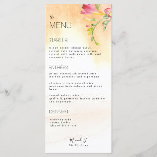 Menu Tropical Hot Pink Freesia Watercolor