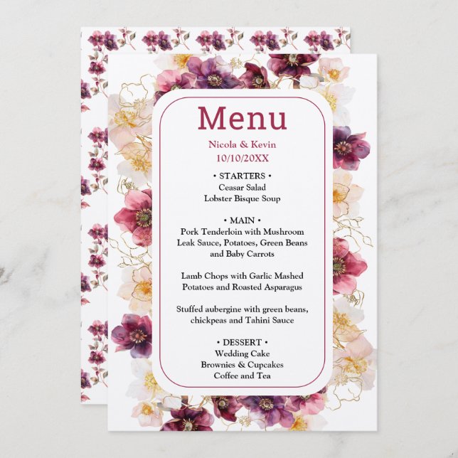 Menu Tropical Jungle Floral Wedding (Frente/Verso)