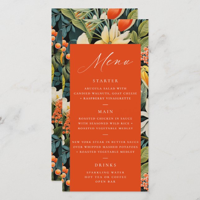 Menu Tropical Orange Paradise (Frente/Verso)