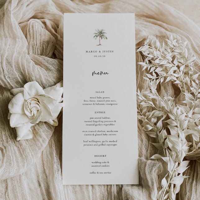 Menu Tropical Palm Tree Weding e Obrigado (Criador carregado)