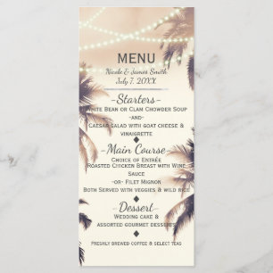 Menu Tropical Palm Trees & Lights Cream Dream
