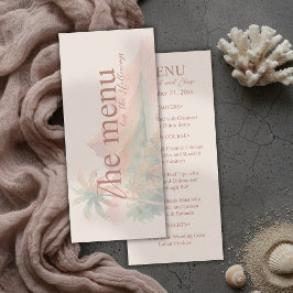 Menu Tropical Sunset Island Beach Watercolor Wedding