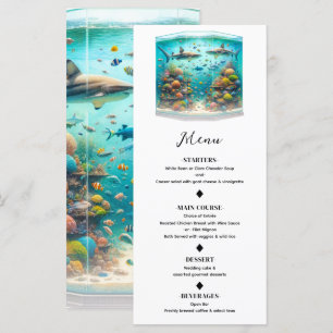 Menu Tubarões & Peixes Cardápio de Aquário de Aquarela 