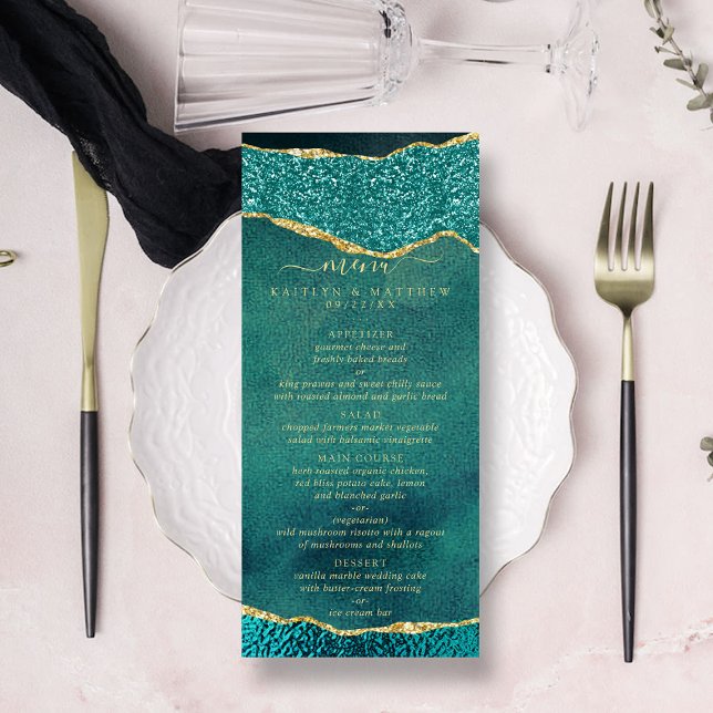 Menu Turquesa Elegante e Casamento Dourado (Criador carregado)
