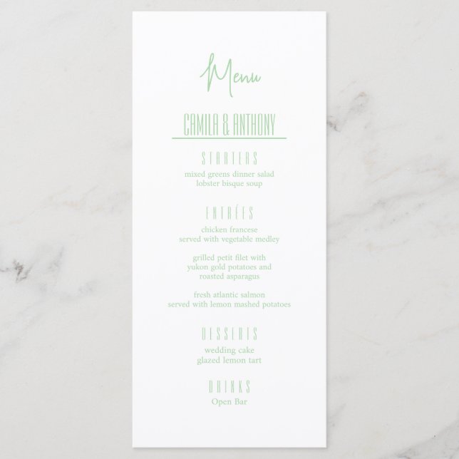 Menu Turquoise Wedding (Frente)