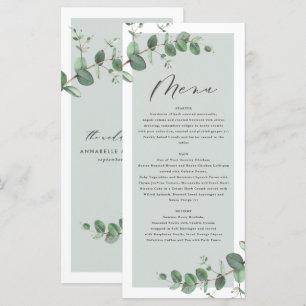 Menu Um casamento elegante moderno e mínimo de eucalip