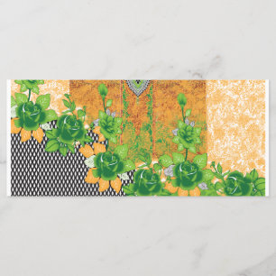 Menu um desenho de um enfeite de parede verde e amarelo