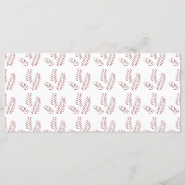 Menu um fundo branco com folhas cor-de-rosa nele (Frente)