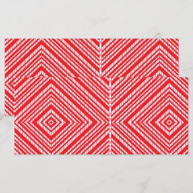 Menu um fundo vermelho e branco com um padrão de diaman (Frente/Verso)