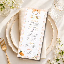 Menu Um Lindo Arco de Ginga Laranja Cutie para Chás de