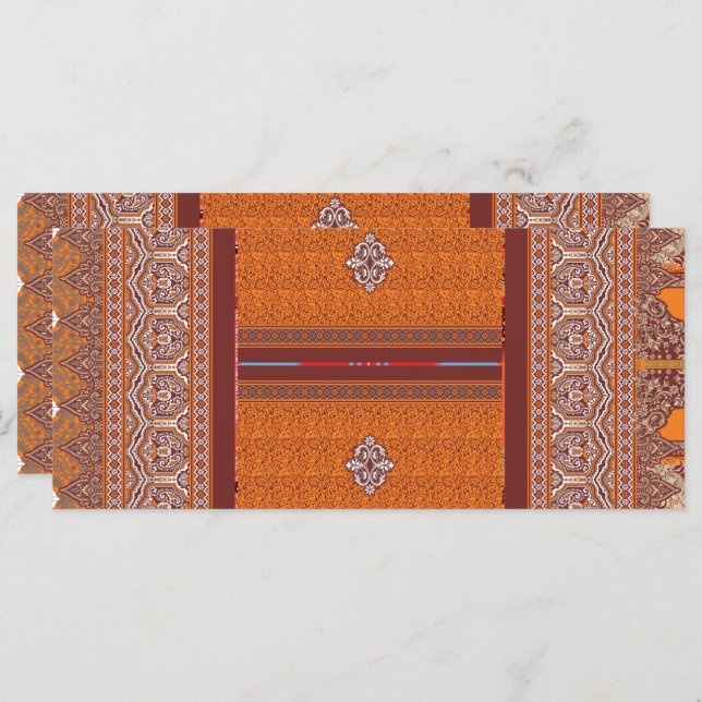 Menu um padrão de pontos cruzados em laranja e marrom (Frente/Verso)