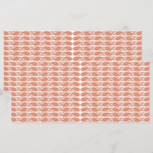 Menu um padrão laranja e branco sobre um fundo branco (Frente/Verso)