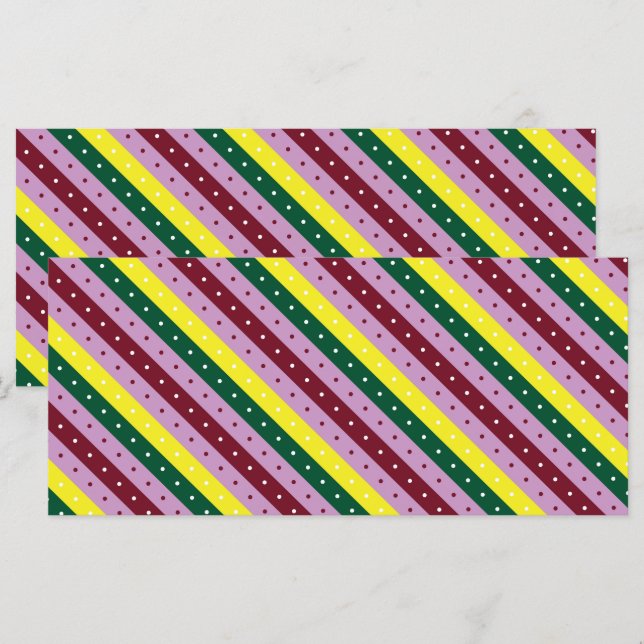 Menu um padrão listrado multicolorido com pontos (Frente/Verso)