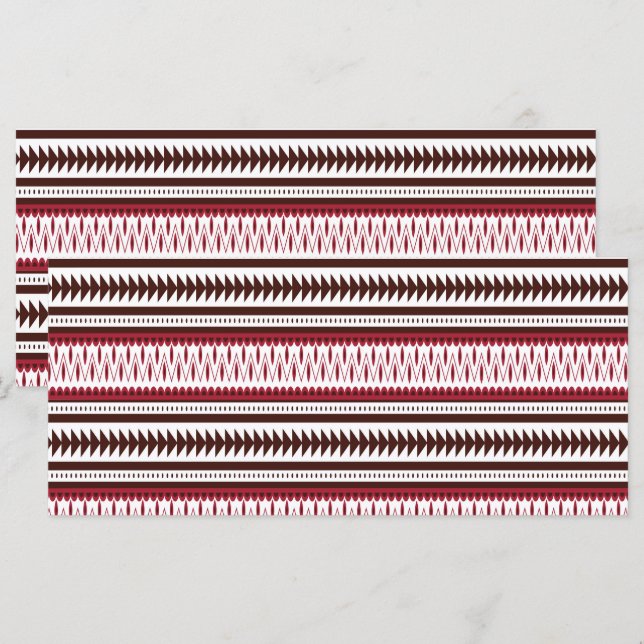 Menu um padrão listrado vermelho e branco (Frente/Verso)