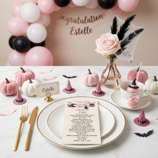Menu Uma Festa de Halloween Rosa Baby Shower Um Pouco B