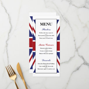 Menu Union Jack Flag British WedMenu
