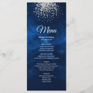 Menu Universo azul com brilho de prata