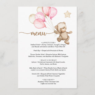 Menu Ursinho de Pelúcia Bebê Urso Chás de Bebê 